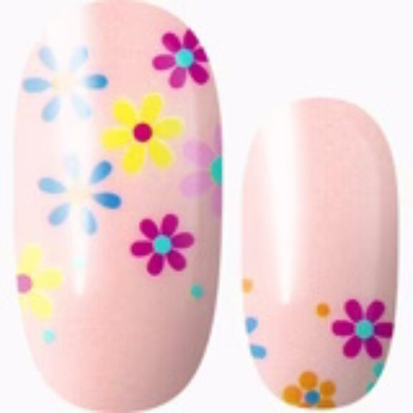 3 For 15 - LILY & FOX - VIBRANT TREASURES Nail Stickers Wraps Strips Pink Daisy - Picture 1 of 10